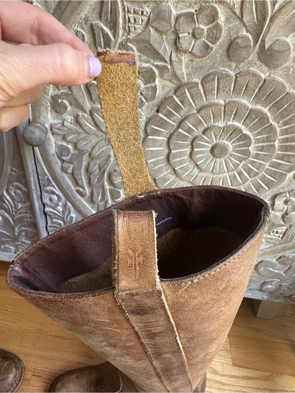 Vintage Frye Brown Leather Mid-Heel Tall Riding Boots - Picture 6 of 7